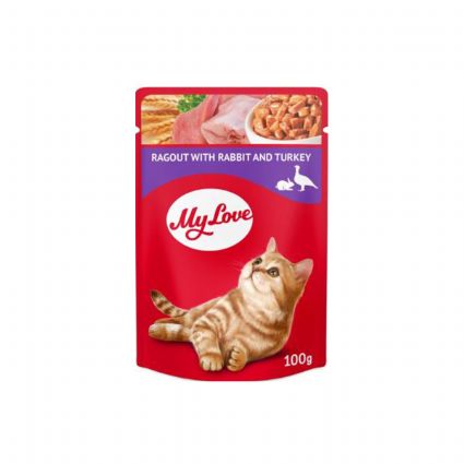 MY LOVE TAVŞANLI-HİNDİLİ YAHNİ POUCH KEDİ MAM100GR