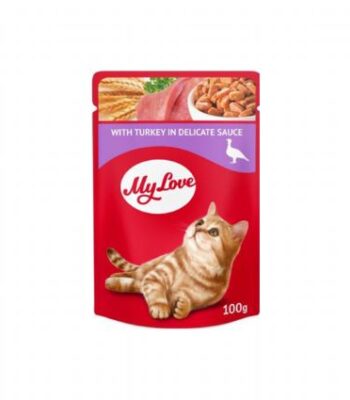 MY LOVE SOSLU HİNDİ ETLİ POUCH KEDİ MAMASI 100GR