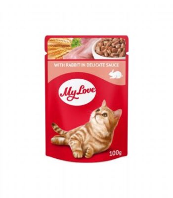 MY LOVE SOSLU TAVŞAN ETLİ POUCH KEDİ MAMASI 100GR