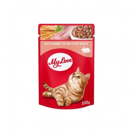 MY LOVE SOSLU TAVŞAN ETLİ POUCH KEDİ MAMASI 100GR