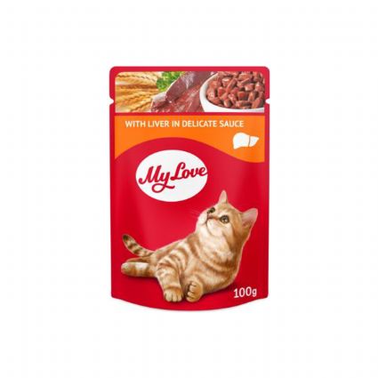 MY LOVE SOSLU CİĞERLİ POUCH KEDİ MAMASI 100GR