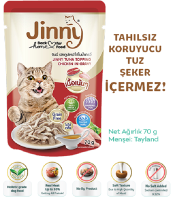 JİNNY TUNA İN GRAVY TOPPİNG CHİCKEN MEAT 70grX12