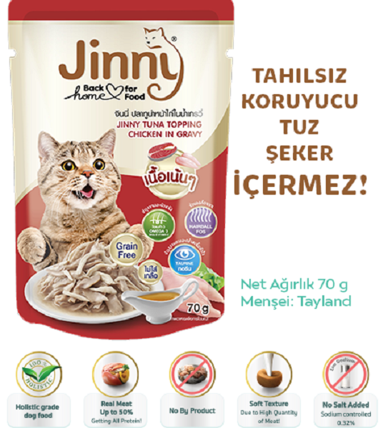 JİNNY TUNA İN GRAVY TOPPİNG CHİCKEN MEAT 70grX12