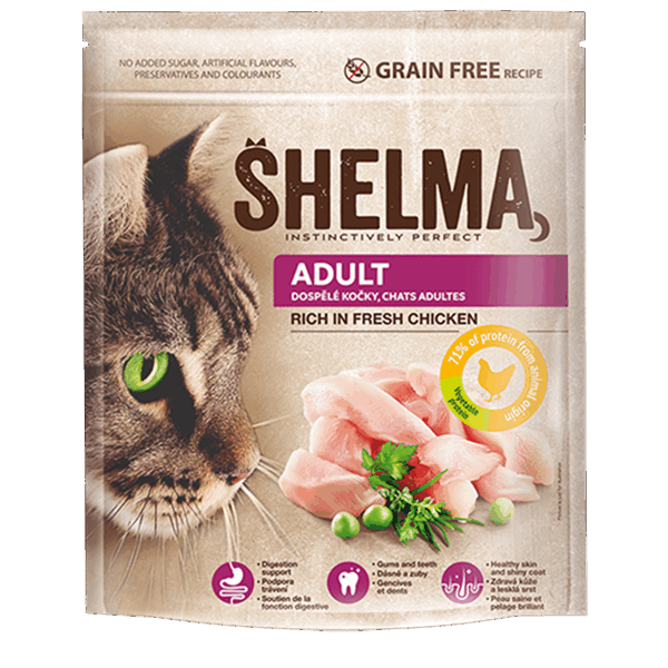 SHELMA TAHILSIZ TAVUKLU YETİŞKİN KEDİ MAMASI 750 GR (5)