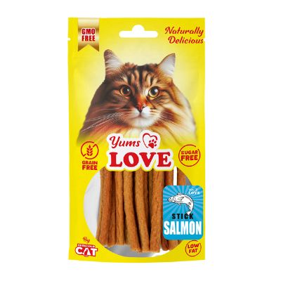 YUMS LOVE KEDİ ÖDÜLÜ ÇUBUK SOMON BALIKLI N10 CM 50 GR
